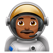 👨🏾‍🚀 Emoji Astronauta Hombre: Tono De Piel Oscuro Medio en Apple iOS 13.2.