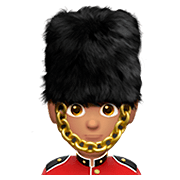 Emoji 💂🏽‍♂️ Guardia Uomo: Carnagione Olivastra su Apple iOS 13.2.