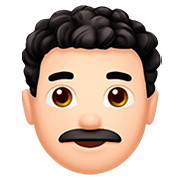 Emoji 👨🏻‍🦱 Uomo: Carnagione Chiara E Capelli Ricci su Apple iOS 13.2.