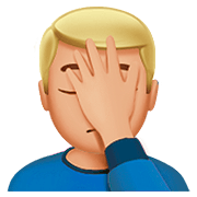 Emoji 🤦🏼‍♂️ Uomo Esasperato: Carnagione Abbastanza Chiara su Apple iOS 13.2.
