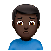 Émoji 🙍🏿‍♂️ Homme Fronçant Les Sourcils : Peau Foncée sur Apple iOS 13.2.