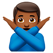 Emoji 🙅🏾‍♂️ Uomo Con Gesto Di Rifiuto: Carnagione Abbastanza Scura su Apple iOS 13.2.