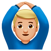 🙆🏼‍♂️ Emoji Mann mit Händen auf dem Kopf: mittelhelle Hautfarbe Apple iOS 13.2.