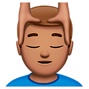 💆🏽‍♂️ Emoji Mann, der eine Kopfmassage bekommt: mittlere Hautfarbe Apple iOS 13.2.