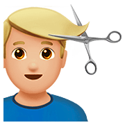 Émoji 💇🏼‍♂️ Homme Qui Se Fait Couper Les Cheveux : Peau Moyennement Claire sur Apple iOS 13.2.