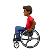 👨🏾‍🦽 Emoji Mann in manuellem Rollstuhl: mitteldunkle Hautfarbe Apple iOS 13.2.