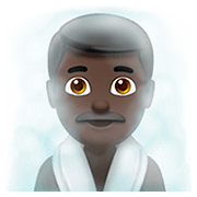 🧖🏿‍♂️ Emoji Hombre En Una Sauna: Tono De Piel Oscuro en Apple iOS 13.2.
