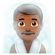 🧖🏾‍♂️ Emoji Mann in Dampfsauna: mitteldunkle Hautfarbe Apple iOS 13.2.