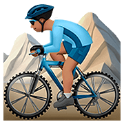 🚵🏽‍♂️ Emoji Homem Fazendo Mountain Bike: Pele Morena na Apple iOS 13.2.