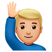 Emoji 🙋🏼‍♂️ Uomo Con Mano Alzata: Carnagione Abbastanza Chiara su Apple iOS 13.2.