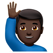 🙋🏿‍♂️ Emoji Hombre Con La Mano Levantada: Tono De Piel Oscuro en Apple iOS 13.2.