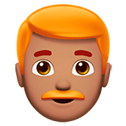 Émoji 👨🏽‍🦰 Homme : Peau Légèrement Mate Et Cheveux Roux sur Apple iOS 13.2.
