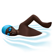 🏊🏿‍♂️ Emoji Hombre Nadando: Tono De Piel Oscuro en Apple iOS 13.2.