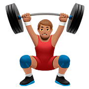 🏋🏽‍♂️ Emoji Homem Levantando Peso: Pele Morena na Apple iOS 13.2.