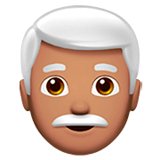 Emoji 👨🏽‍🦳 Uomo: Carnagione Olivastra E Capelli Bianchi su Apple iOS 13.2.