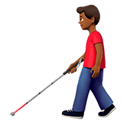 👨🏾‍🦯 Emoji Homem Com Bengala Para Cego: Pele Morena Escura na Apple iOS 13.2.