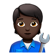 🧑🏿‍🔧 Emoji Mecânico Trabalhando: Pele Escura na Apple iOS 13.2.