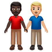 👨🏿‍🤝‍👨🏼 Emoji händchenhaltende Männer: dunkle Hautfarbe, mittelhelle Hautfarbe Apple iOS 13.2.