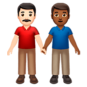 👨🏻‍🤝‍👨🏾 Emoji händchenhaltende Männer: helle Hautfarbe, mitteldunkle Hautfarbe Apple iOS 13.2.