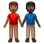👨🏾‍🤝‍👨🏿 Emoji Hombres De La Mano: Tono De Piel Oscuro Medio, Tono De Piel Oscuro en Apple iOS 13.2.
