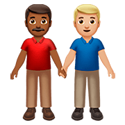 👨🏾‍🤝‍👨🏼 Emoji händchenhaltende Männer: mitteldunkle Hautfarbe, mittelhelle Hautfarbe Apple iOS 13.2.