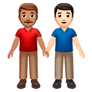 👨🏽‍🤝‍👨🏻 Emoji Hombres De La Mano: Tono De Piel Medio Y Tono De Piel Claro en Apple iOS 13.2.