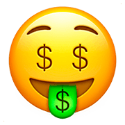 Emoji 🤑 Faccina Avida Di Denaro su Apple iOS 13.2.