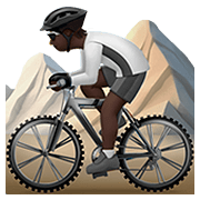🚵🏿 Emoji Pessoa Fazendo Mountain Bike: Pele Escura na Apple iOS 13.2.