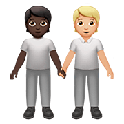 🧑🏿‍🤝‍🧑🏼 Emoji sich an den Händen haltende Personen: dunkle Hautfarbe, mittelhelle Hautfarbe Apple iOS 13.2.