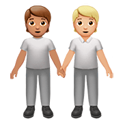 🧑🏽‍🤝‍🧑🏼 Emoji sich an den Händen haltende Personen: mittlere Hautfarbe, mittelhelle Hautfarbe Apple iOS 13.2.