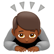 🙇🏾 Emoji Pessoa Fazendo Reverência: Pele Morena Escura na Apple iOS 13.2.