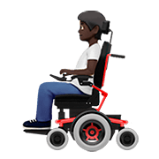🧑🏿‍🦼 Emoji Person in motorisiertem Rollstuhl: dunkle Hautfarbe Apple iOS 13.2.