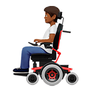 🧑🏾‍🦼 Emoji Person in motorisiertem Rollstuhl: mitteldunkle Hautfarbe Apple iOS 13.2.