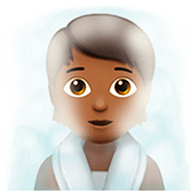 🧖🏾 Emoji Persona En Una Sauna: Tono De Piel Oscuro Medio en Apple iOS 13.2.