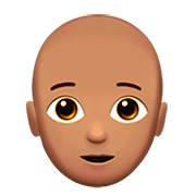🧑🏽‍🦲 Emoji Erwachsener: mittlere Hautfarbe, Glatze Apple iOS 13.2.