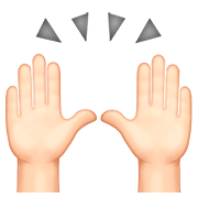 🙌🏻 Emoji zwei erhobene Handflächen: helle Hautfarbe Apple iOS 13.2.