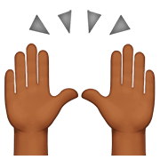 Emoji 🙌🏾 Mani Alzate: Carnagione Abbastanza Scura su Apple iOS 13.2.