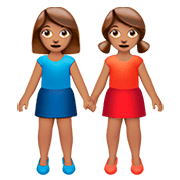 👭🏽 Emoji Mujeres De La Mano: Tono De Piel Medio en Apple iOS 13.2.