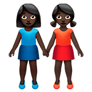 👭🏿 Emoji Mujeres De La Mano: Tono De Piel Oscuro en Apple iOS 13.2.