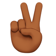 ✌🏾 Emoji Mano Con Señal De Victoria: Tono De Piel Oscuro Medio en Apple iOS 13.2.