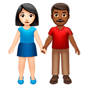 Émoji 👩🏻‍🤝‍👨🏾 Femme Et Homme Se Tenant La Main : Peau Claire Et Peau Mate sur Apple iOS 13.2.