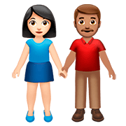 Émoji 👩🏻‍🤝‍👨🏽 Femme Et Homme Se Tenant La Main : Peau Claire Et Peau Légèrement Mate sur Apple iOS 13.2.