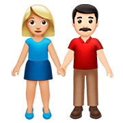 👩🏼‍🤝‍👨🏻 Emoji Mann und Frau halten Hände: mittelhelle Hautfarbe, helle Hautfarbe Apple iOS 13.2.