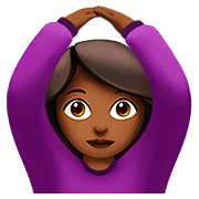 🙆🏾‍♀️ Emoji Frau mit Händen auf dem Kopf: mitteldunkle Hautfarbe Apple iOS 13.2.