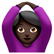 🙆🏿‍♀️ Emoji Frau mit Händen auf dem Kopf: dunkle Hautfarbe Apple iOS 13.2.