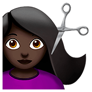 💇🏿‍♀️ Emoji Mulher Cortando O Cabelo: Pele Escura na Apple iOS 13.2.
