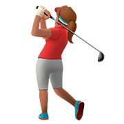 🏌🏽‍♀️ Emoji Mulher Golfista: Pele Morena na Apple iOS 13.2.