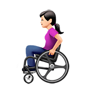 👩🏻‍🦽 Emoji Frau in manuellem Rollstuhl: helle Hautfarbe Apple iOS 13.2.
