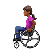 👩🏾‍🦽 Emoji Frau in manuellem Rollstuhl: mitteldunkle Hautfarbe Apple iOS 13.2.