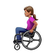 👩🏽‍🦽 Emoji Frau in manuellem Rollstuhl: mittlere Hautfarbe Apple iOS 13.2.